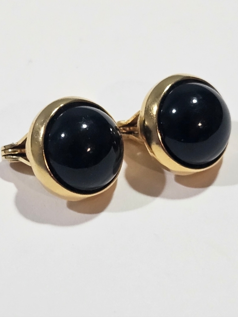 Vintage Monet Gold and Black Round Earrings